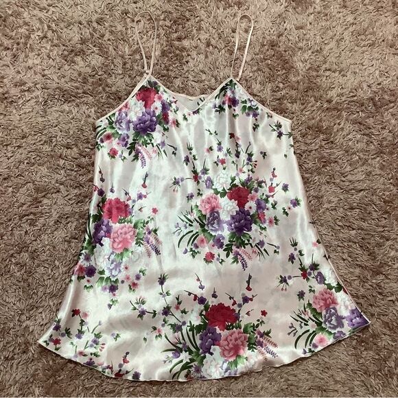 Pink Floral Satin Cottagecore Fairycore Nymphet Fairy Slip Dress Size Large - Picture 2 of 14